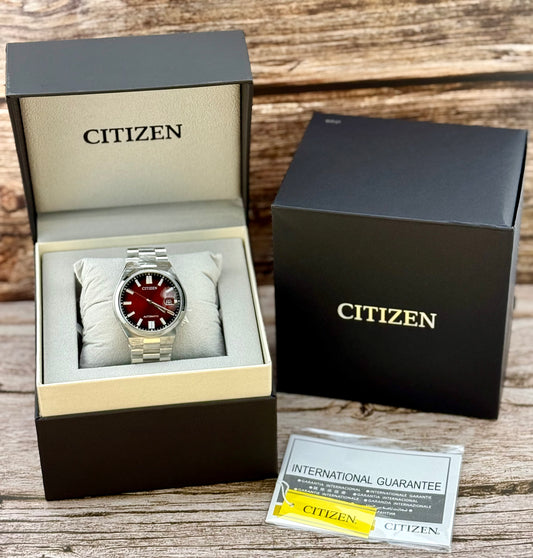 New Full-Set Citizen NJ0150-56W "Burgundy Glow" Tsuyosa Sunburst Dial Auto 40mm