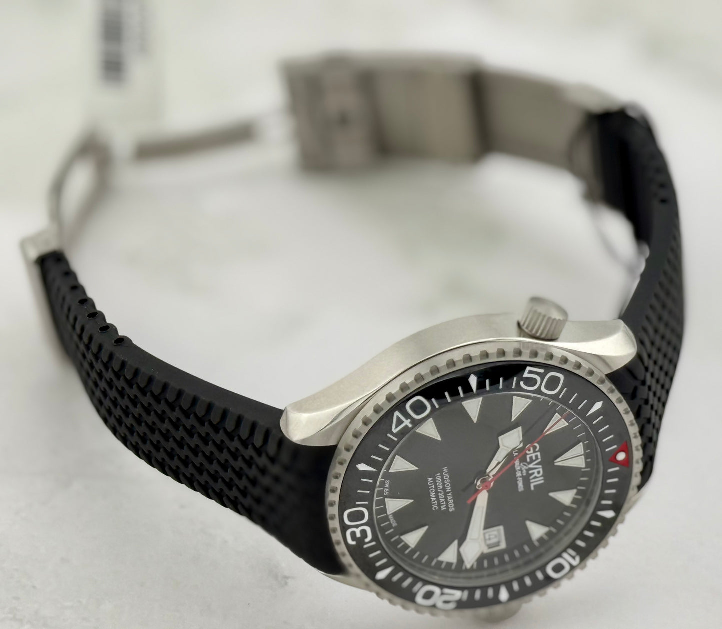 New Full-Set 43mm Gevril Hudson Yards Diver Black Dial Black Ceramic Bezel