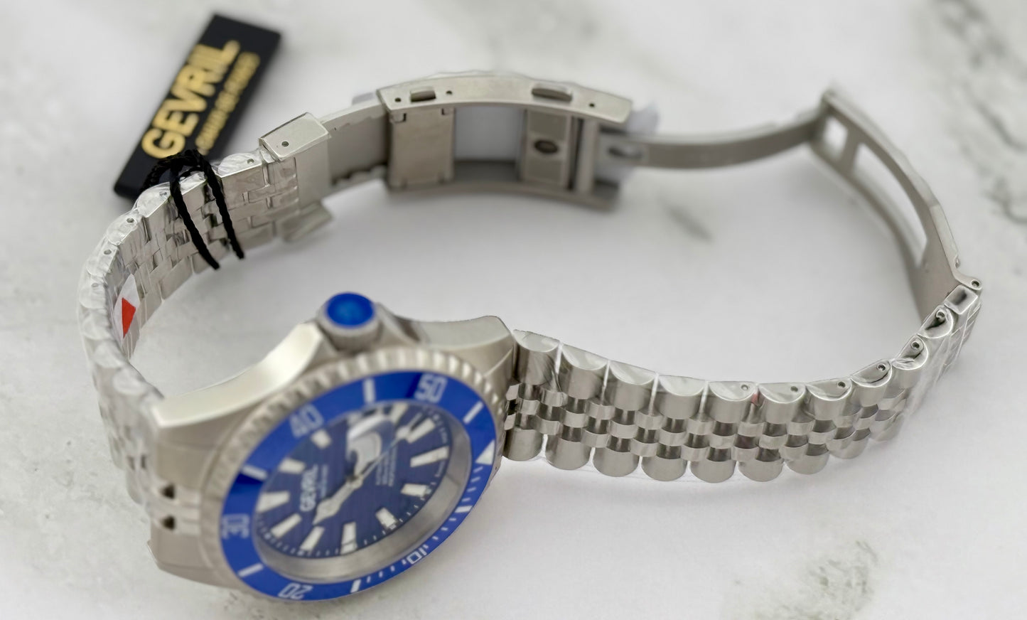 New Limited Full-Set 43mm Gevril Chambers Blue Textured Dial Blue Ceramic Bezel