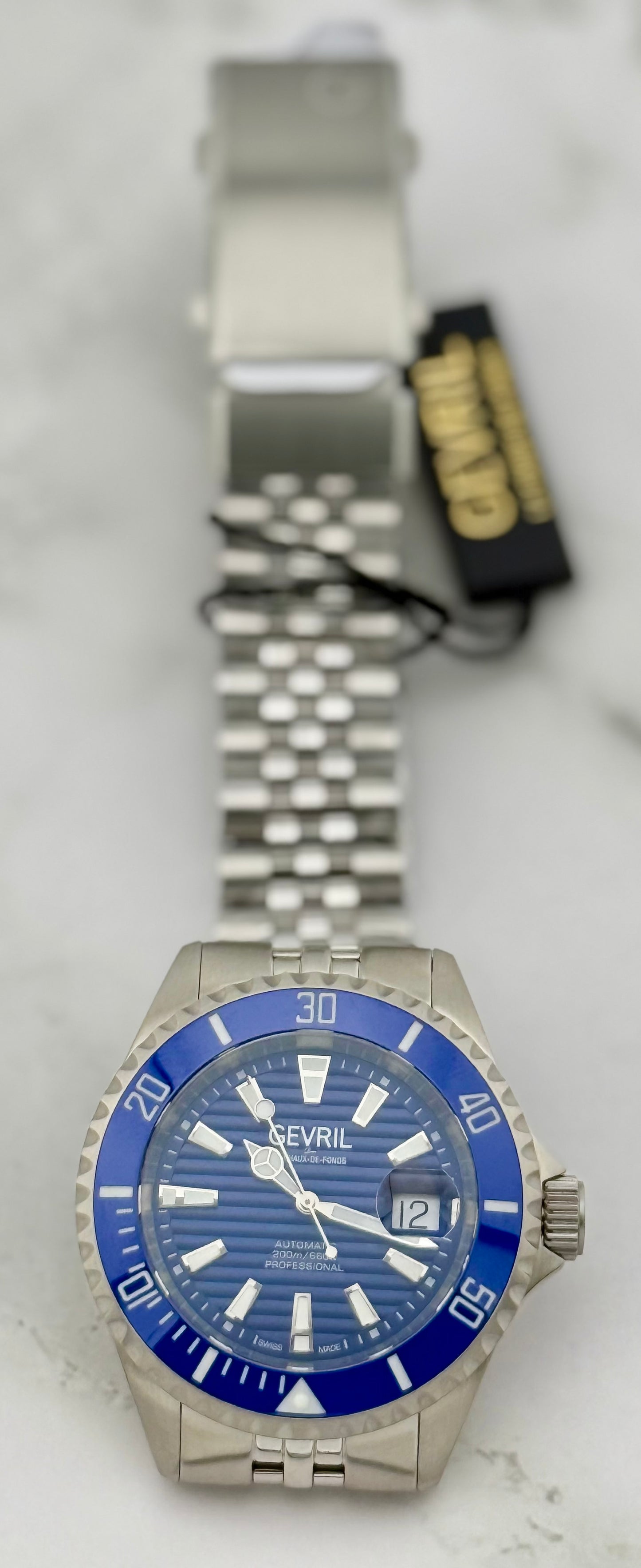 New Limited Full-Set 43mm Gevril Chambers Blue Textured Dial Blue Ceramic Bezel