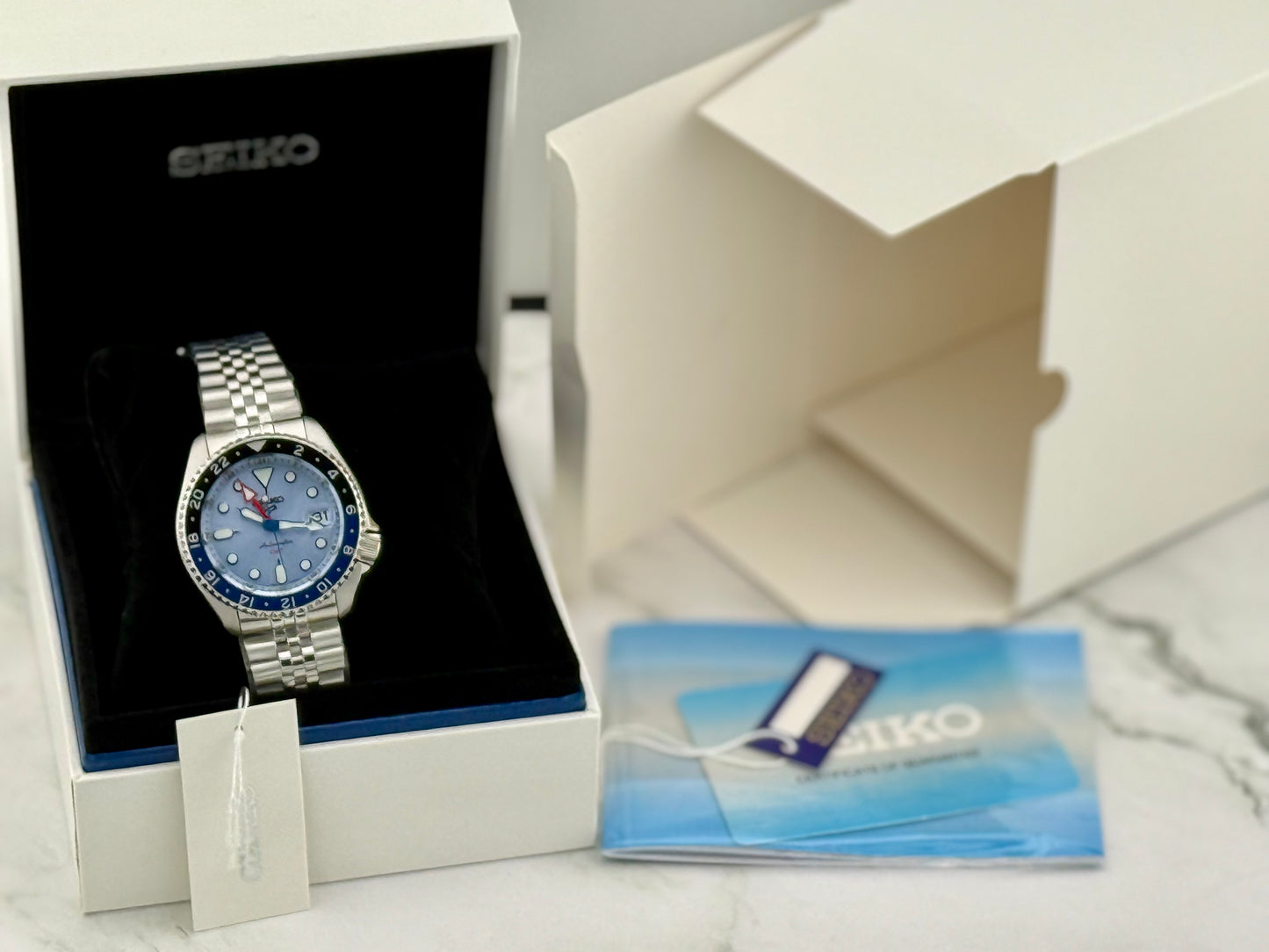 New Full-Set SSK029K1 Seiko 5 Sport Limited Edition GMT 42.5mm  “A.K.A Ice Blue”