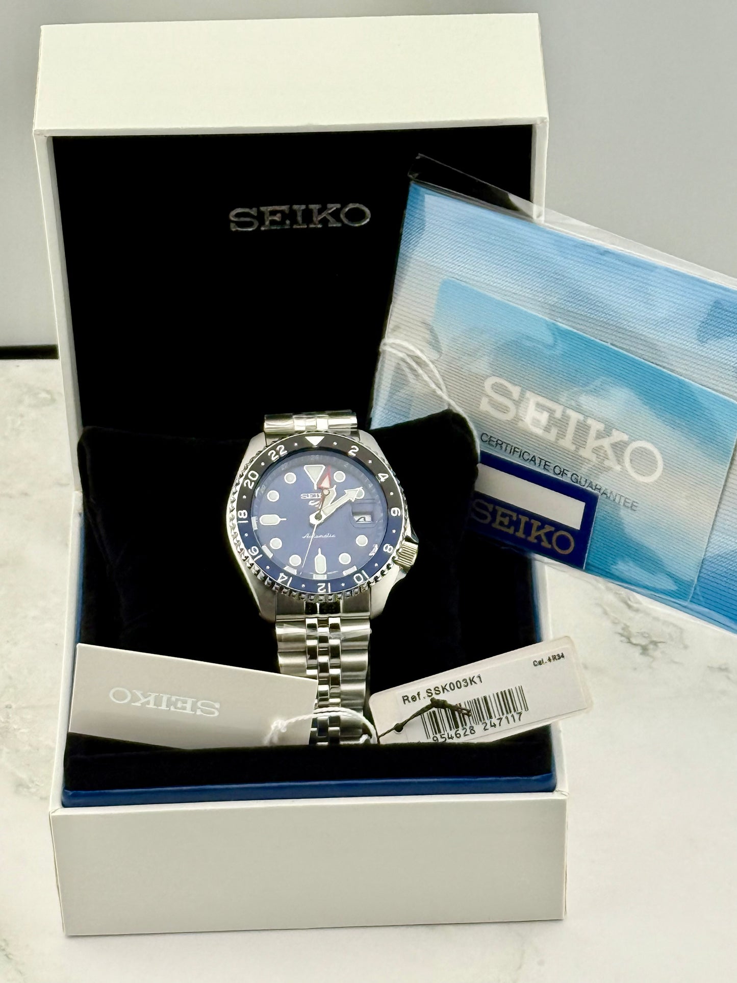 New Full-Set SSK003K1 Seiko 5 Sports GMT 42.5mm  “A.K.A Seiko Batman, Blueberry”