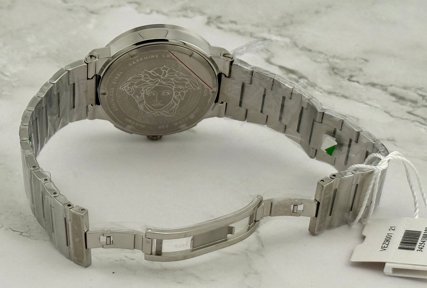 New Full-Set Versace  Greca Logo Chrono 43 mm Watch  Emerald Green Sunray Dial