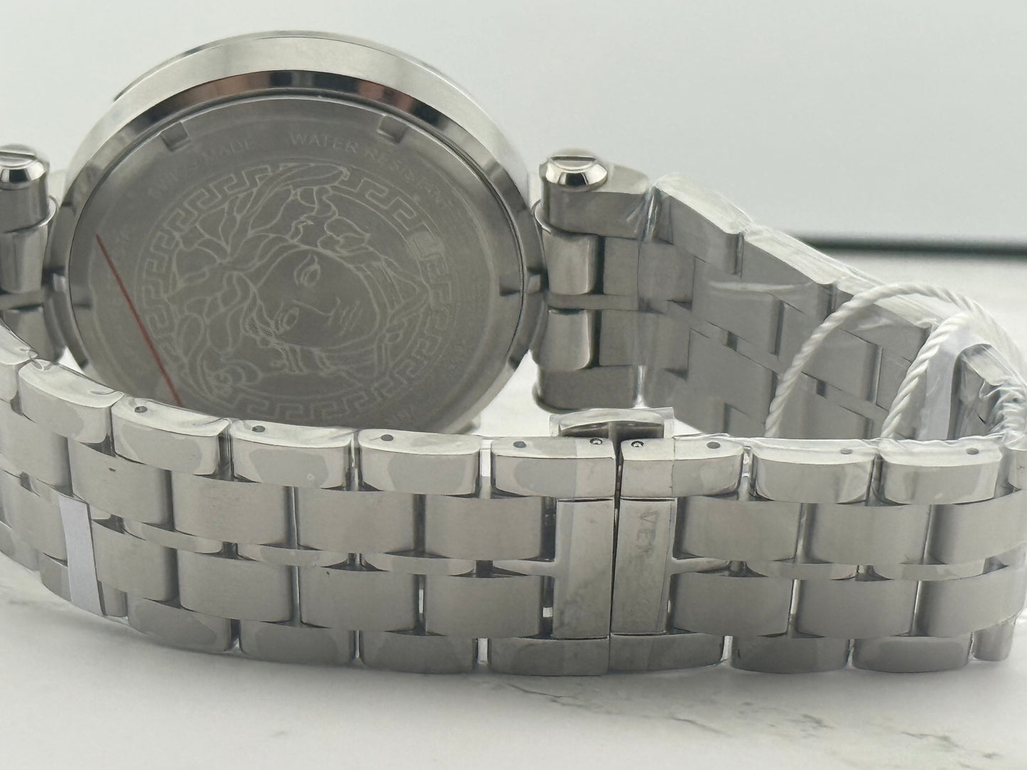New Full-Set Versace  45mm Greca Aion Chronograph White Dial Silver Steel