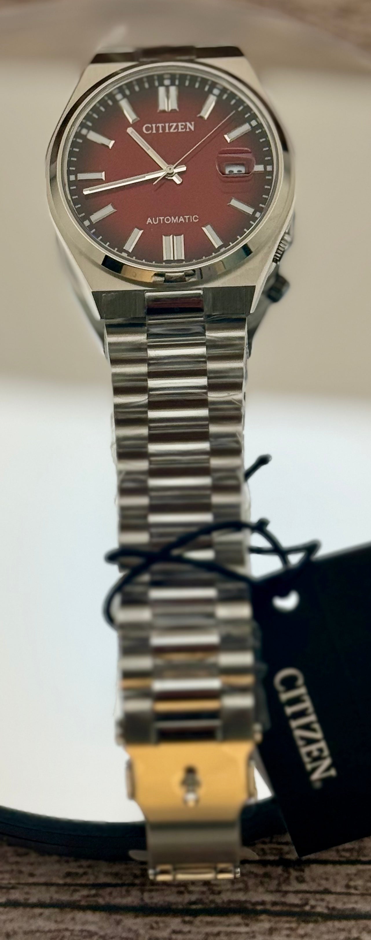 New Full-Set Citizen NJ0150-56W "Burgundy Glow" Tsuyosa Sunburst Dial Auto 40mm