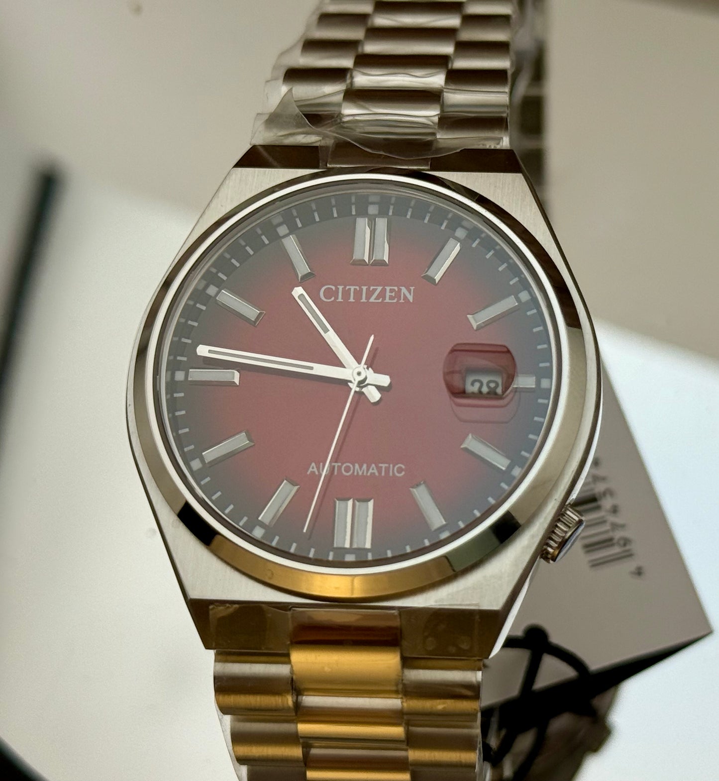 New Full-Set Citizen NJ0150-56W "Burgundy Glow" Tsuyosa Sunburst Dial Auto 40mm