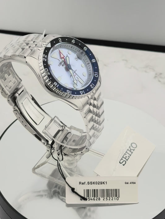 New Full-Set SSK029K1 Seiko 5 Sport Limited Edition GMT 42.5mm  “A.K.A Ice Blue”