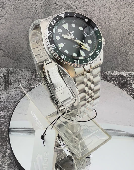 New Full-Set Seiko 5 Sport SSK035K1 “A.K.A Sprite” GMT Automatic Stainless Watch